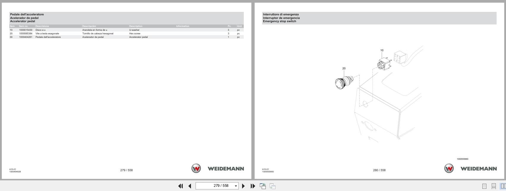 Weidemann Wheel Loader 1290E A15 01 Spare Parts Catalog 07.2025 IT ES EN (2)