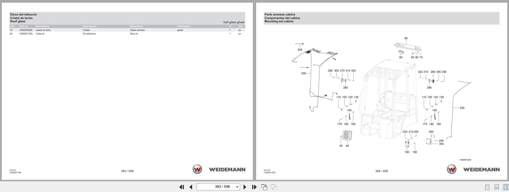Weidemann Wheel Loader 1290E A15 01 Spare Parts Catalog 07.2025 IT ES EN (3)
