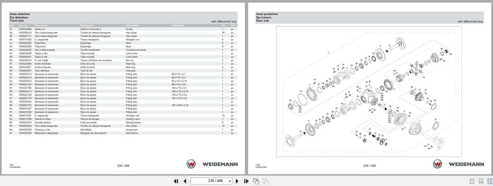 Weidemann Wheel Loader 1350CC45 1350 Spare Parts Catalog 11.2022 IT ES EN (2)