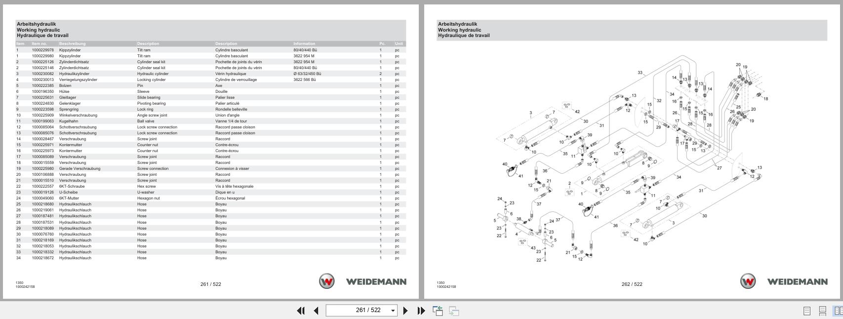 Weidemann Wheel Loader 1350CX45 Kabine 1350 Spare Parts Catalog 1000304408 07.2025 DE EN FR (2)