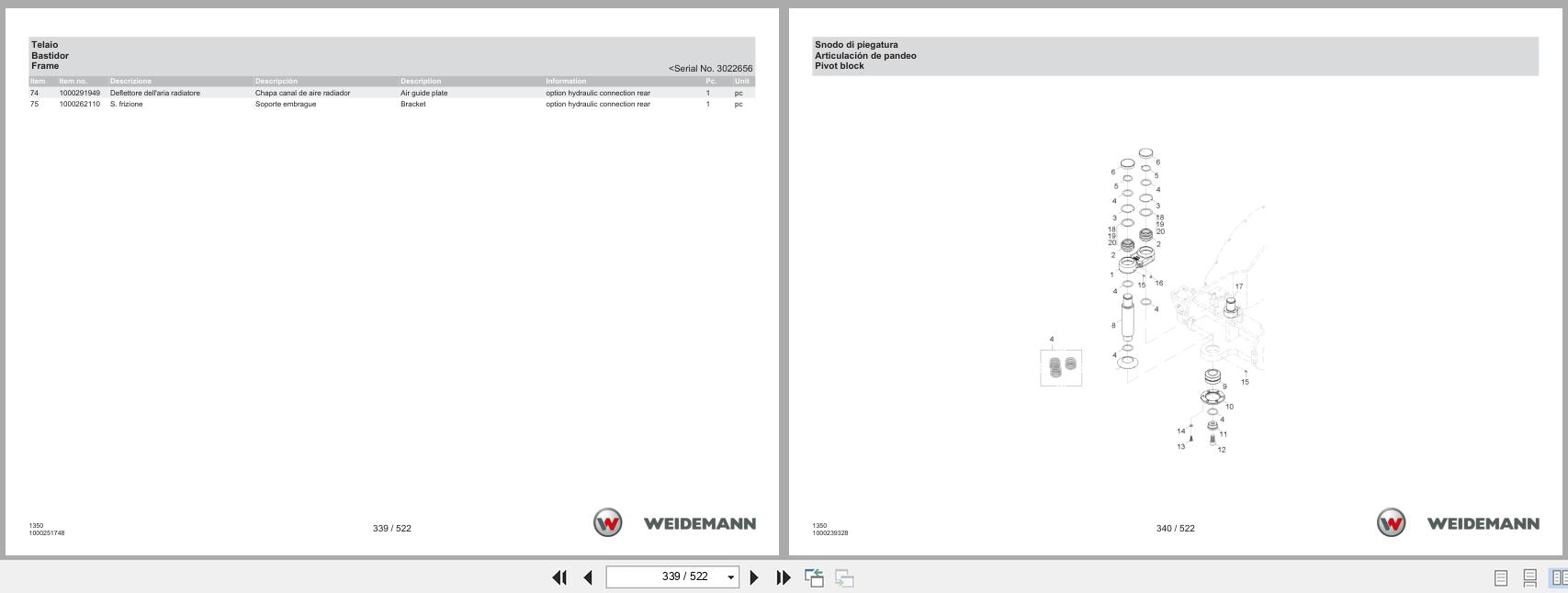 Weidemann Wheel Loader 1350CX45 Kabine 1350 Spare Parts Catalog 1000326035 07.2023 IT ES EN (3)