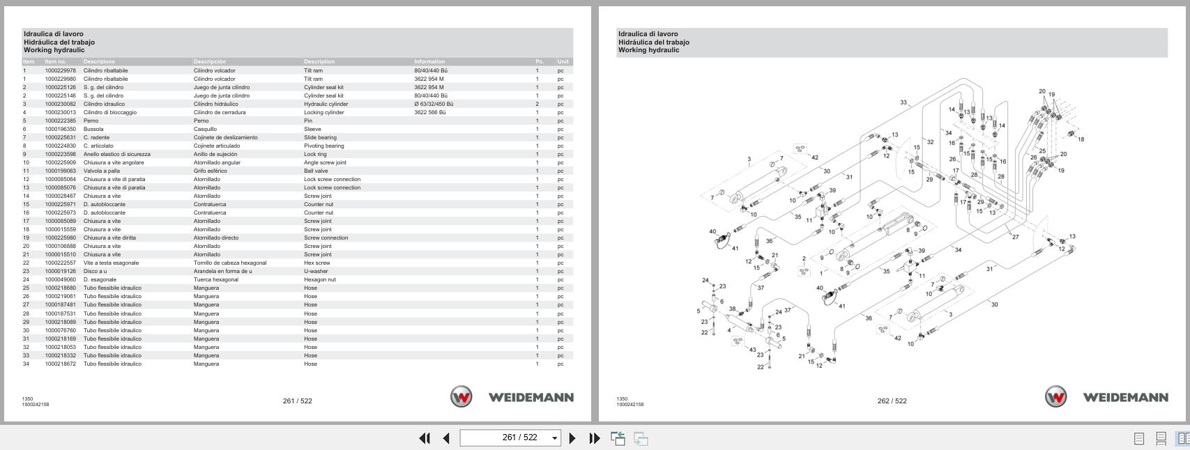 Weidemann Wheel Loader 1350CX45 Kabine 1350 Spare Parts Catalog 1000326035 07.2025 IT ES EN (2)
