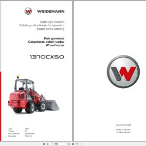 Weidemann Wheel Loader 1370CX50 1370 Spare Parts Catalog 1000326036 07.2025 IT ES EN (1)