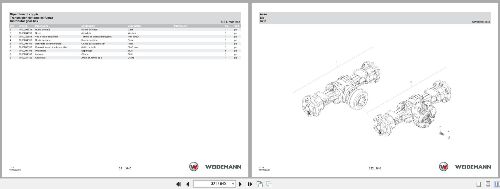 Weidemann Wheel Loader 1370CX50 Kabine 1370 Spare Parts Catalog 1000326037 07.2023 IT ES EN (2)