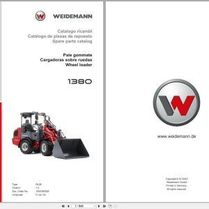 Weidemann Wheel Loader 1380 RL28 Spare Parts Catalog 1000385552 07.2023 IT ES EN (1)