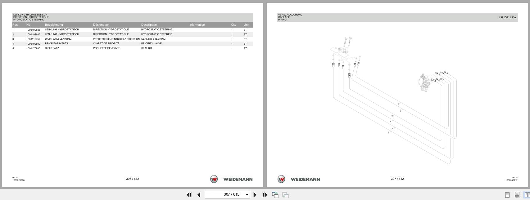 Weidemann Wheel Loader 1380 RL28 Spare Parts List 1000383551 04.2019 DE FR EN (2)