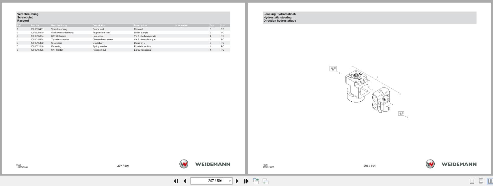 Weidemann Wheel Loader 1380 RL28 Spare Parts List 1000385551 04.2019 DE FR EN (2)