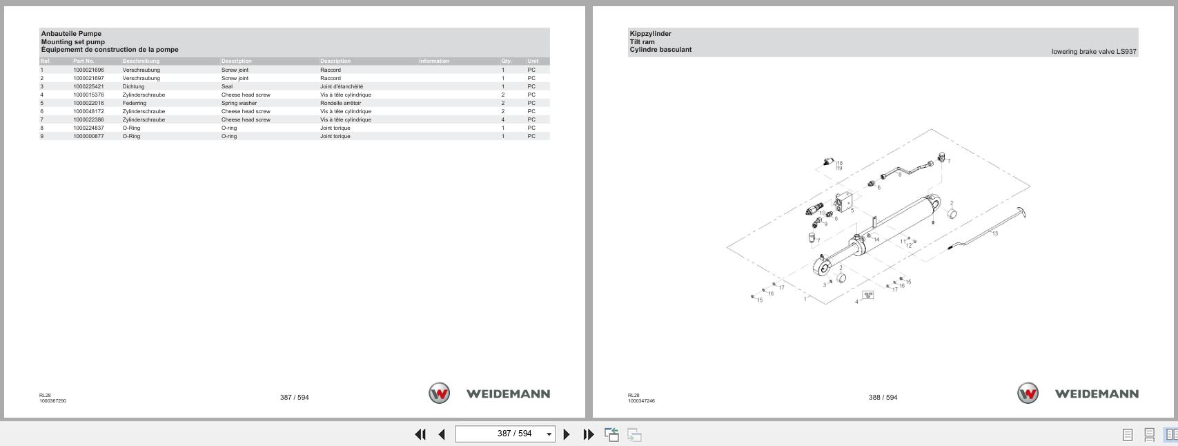 Weidemann Wheel Loader 1380 RL28 Spare Parts List 1000385551 04.2019 DE FR EN (3)