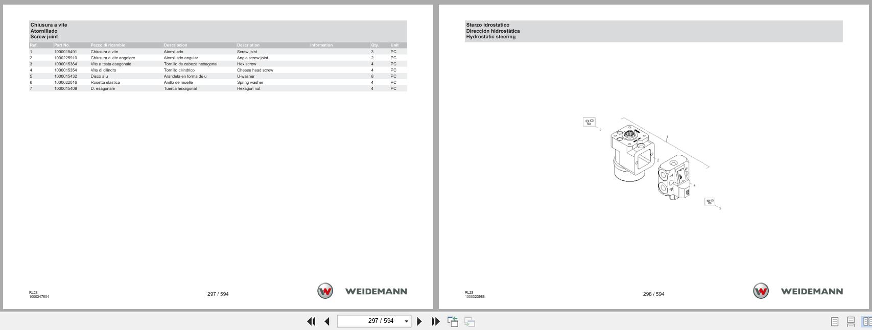 Weidemann Wheel Loader 1380 RL28 Spare Parts List 1000385552 04.2019 IT ES EN (2)