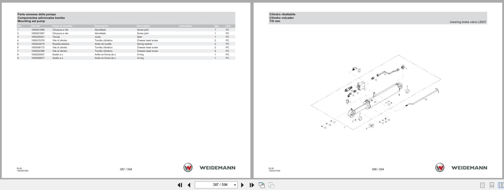 Weidemann Wheel Loader 1380 RL28 Spare Parts List 1000385552 04.2019 IT ES EN (3)