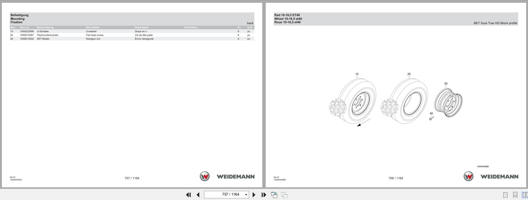 Weidemann Wheel Loader 1390 A0 01 Spare Parts Catalog 01.2023 DE EN FR (3)