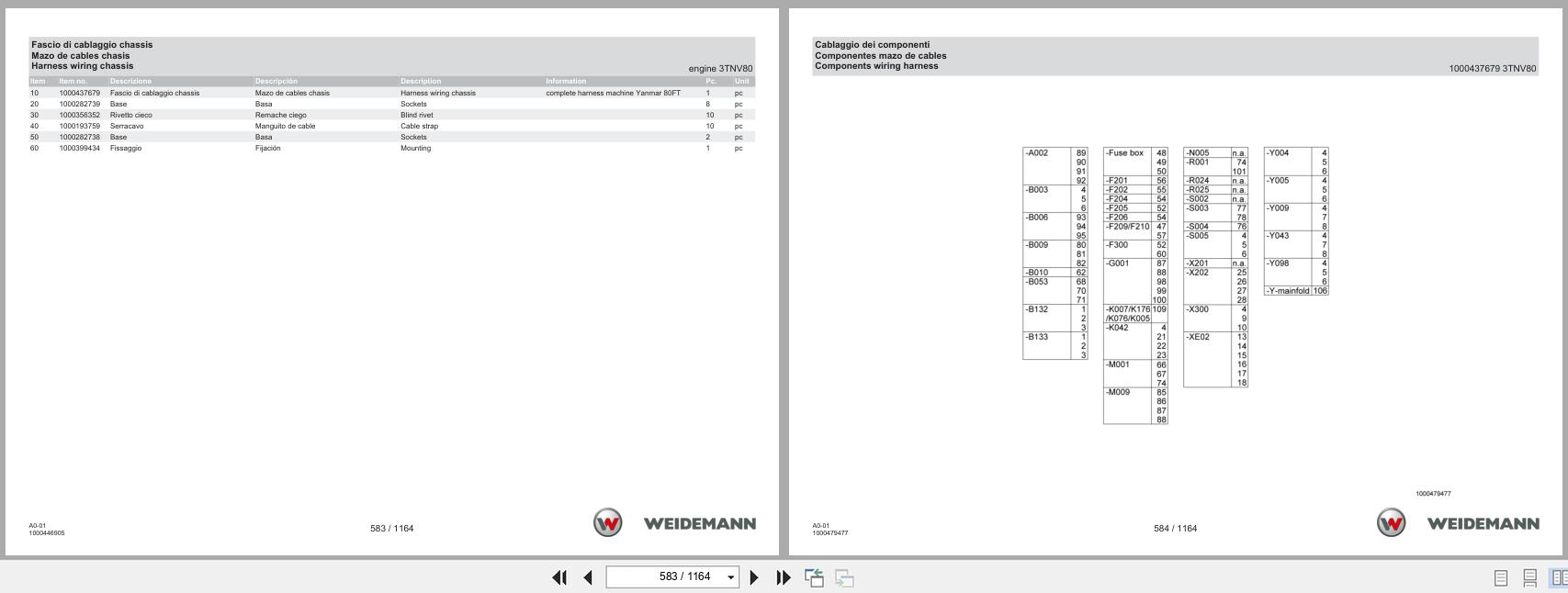 Weidemann Wheel Loader 1390 A0 01 Spare Parts Catalog 01.2023 IT ES EN (2)