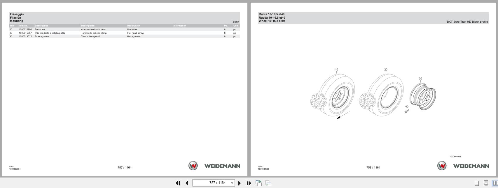 Weidemann Wheel Loader 1390 A0 01 Spare Parts Catalog 01.2023 IT ES EN (3)