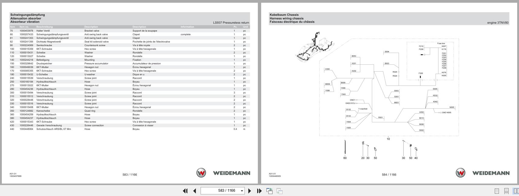 Weidemann Wheel Loader 1390 A01 01 Spare Parts Catalog 03.2023 DE EN FR (2)