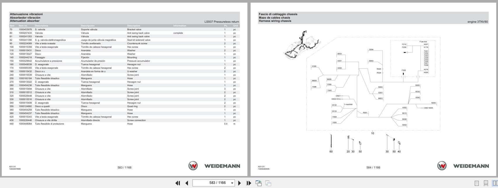 Weidemann Wheel Loader 1390 A01 01 Spare Parts Catalog 03.2023 IT ES EN (2)