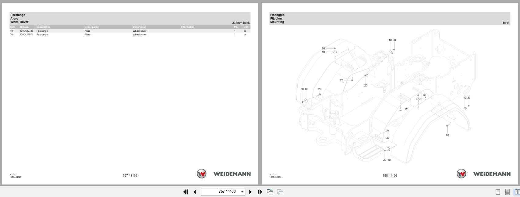 Weidemann Wheel Loader 1390 A01 01 Spare Parts Catalog 03.2023 IT ES EN (3)