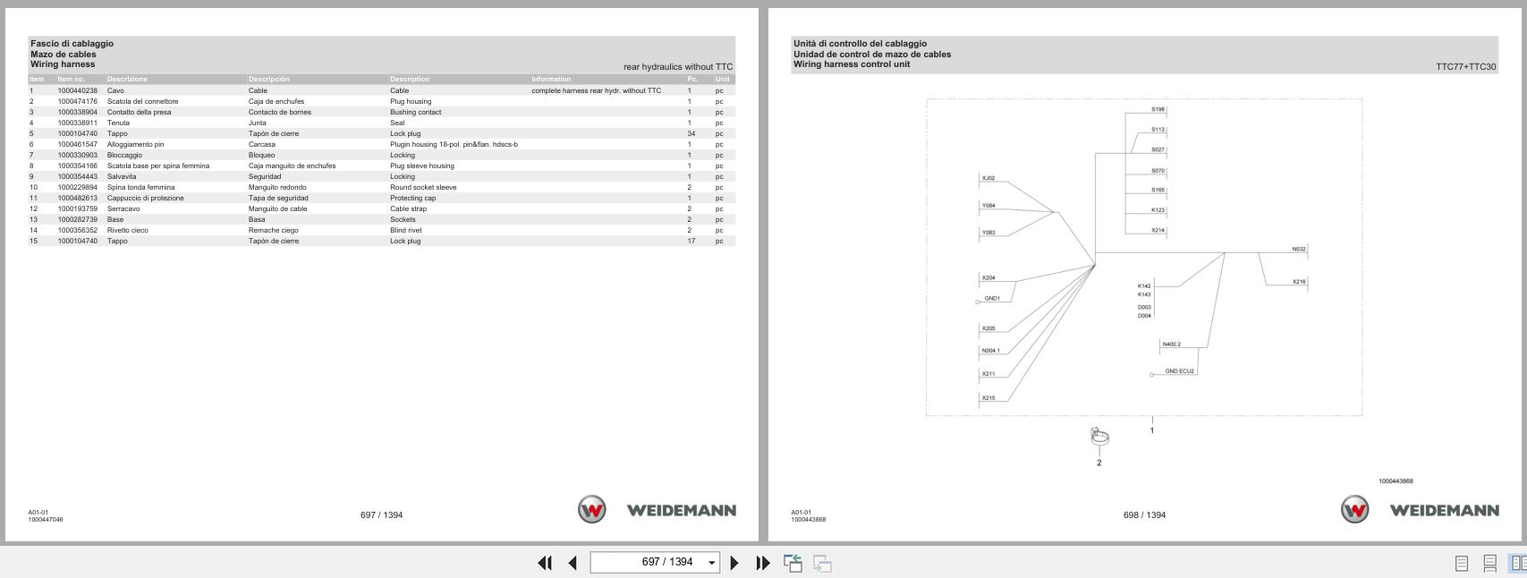Weidemann Wheel Loader 1390 A01 01 Spare Parts Catalog 07.2025 IT ES EN (2)