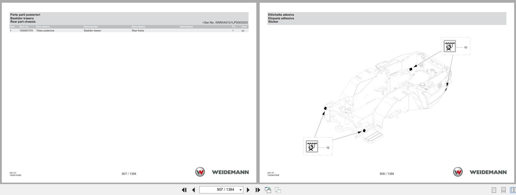 Weidemann Wheel Loader 1390 A01 01 Spare Parts Catalog 07.2025 IT ES EN (3)