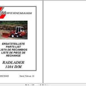 Weidemann Wheel Loader 1504 D M Parts List 5056150405 2003 EN DE ES FR (1)