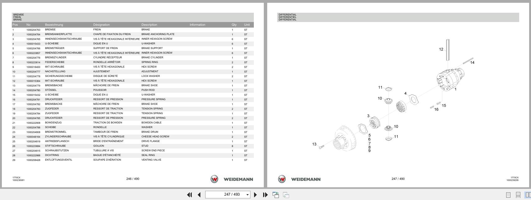 Weidemann Wheel Loader 1770CX50 1770CX Spare Parts List 1000304430 04.2019 DE FR EN (2)