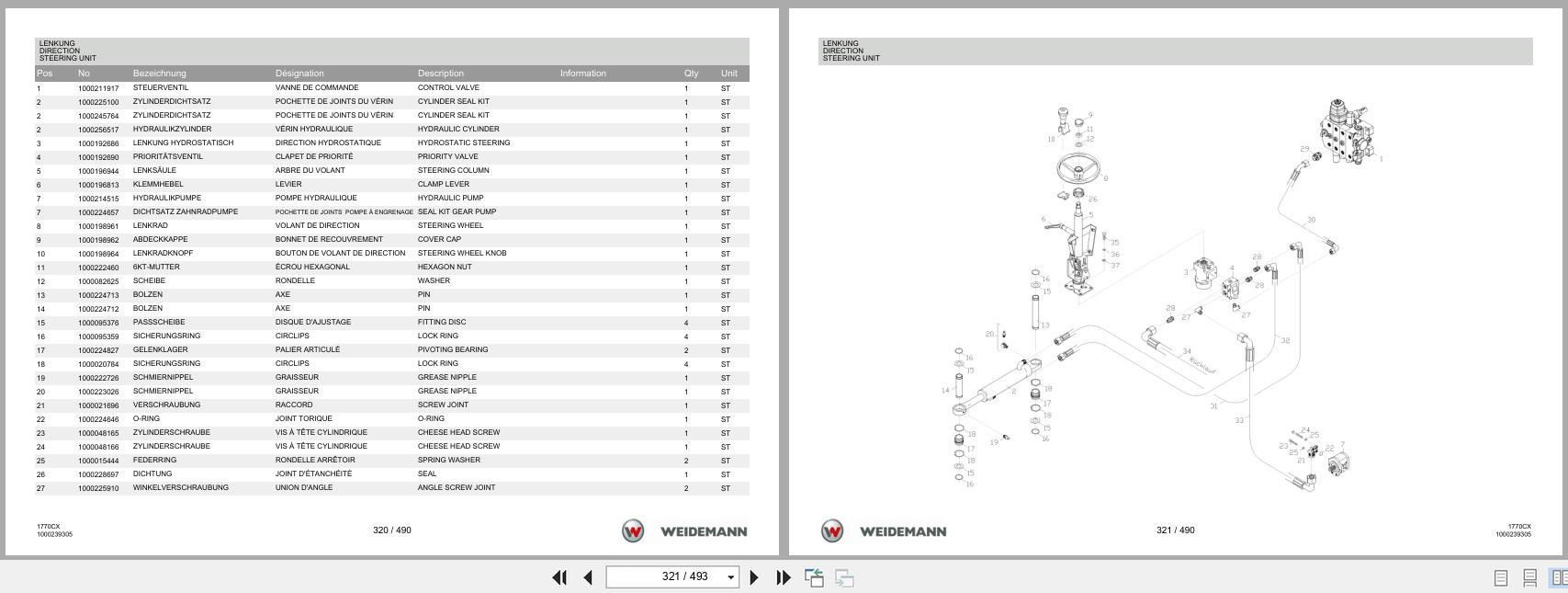 Weidemann Wheel Loader 1770CX50 1770CX Spare Parts List 1000304430 04.2019 DE FR EN (3)