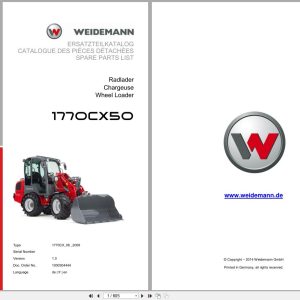 Weidemann Wheel Loader 1770CX50 1770CX Spare Parts List 1000304444 04.2019 DE FR EN (1)