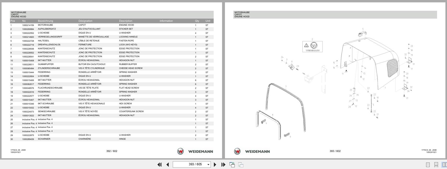 Weidemann Wheel Loader 1770CX50 1770CX Spare Parts List 1000304444 04.2019 DE FR EN (3)