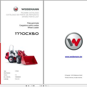 Weidemann Wheel Loader 1770CX50 1770CX Spare Parts List 1000326038 04.2019 IT ES EN (1)
