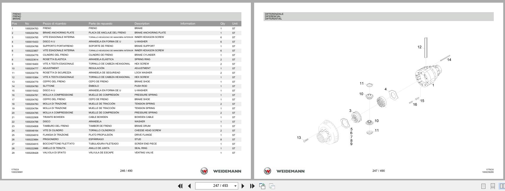 Weidemann Wheel Loader 1770CX50 1770CX Spare Parts List 1000326038 04.2019 IT ES EN (2)