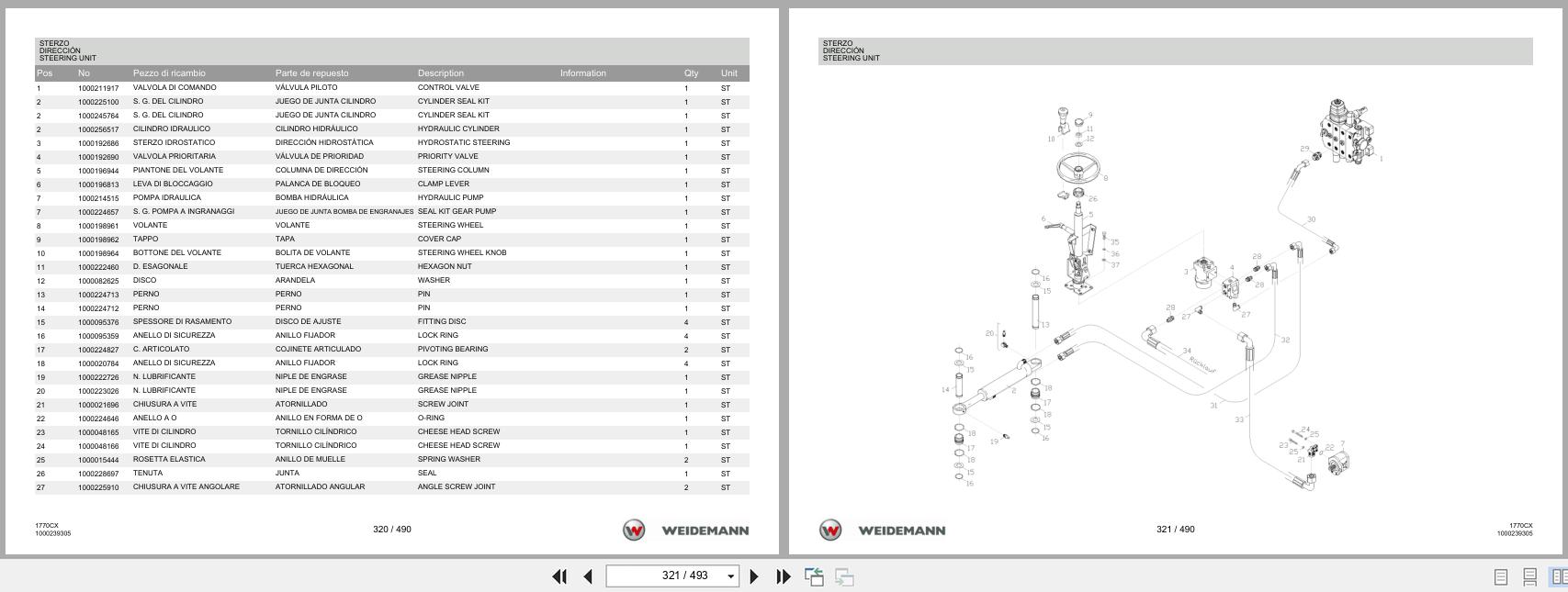 Weidemann Wheel Loader 1770CX50 1770CX Spare Parts List 1000326038 04.2019 IT ES EN (3)