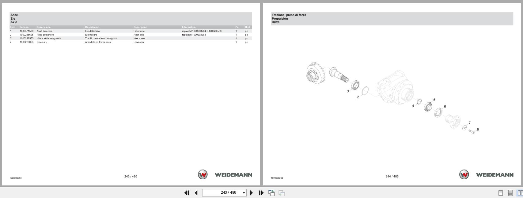 Weidemann Wheel Loader 1770CX50 Spare Parts Catalog 04.2025 IT ES EN (2)