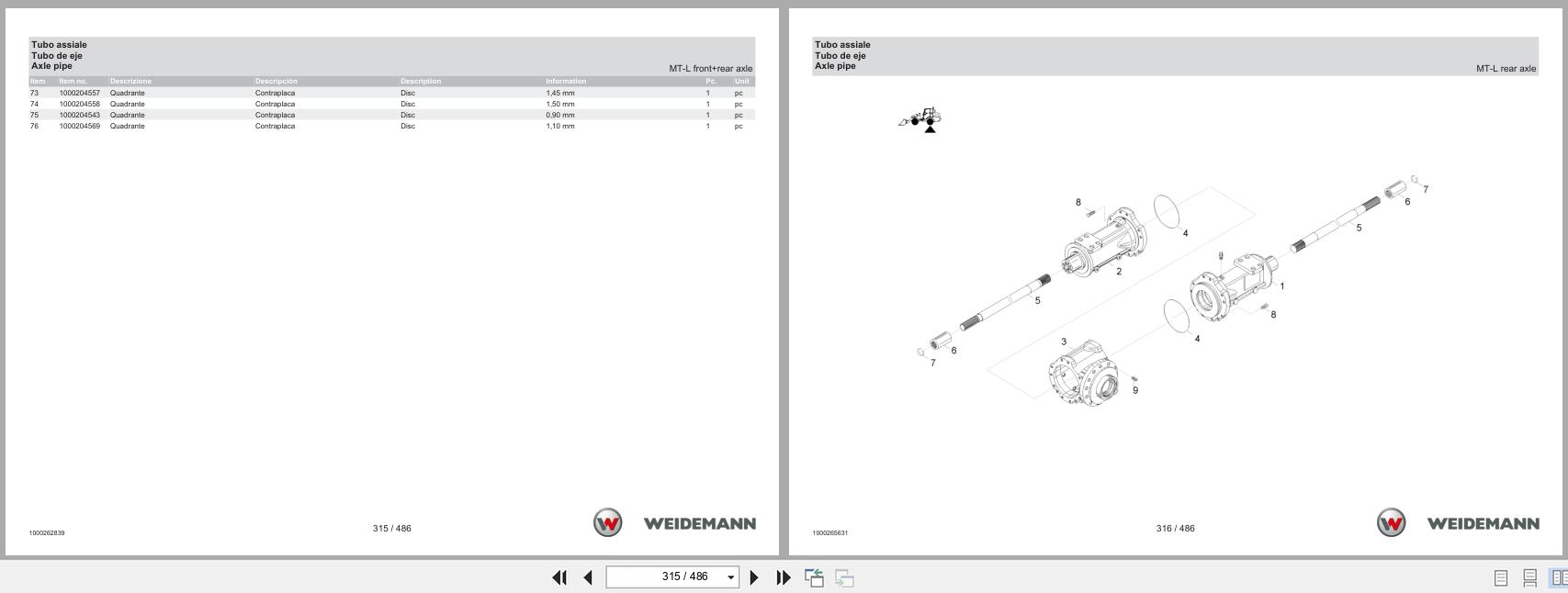 Weidemann Wheel Loader 1770CX50 Spare Parts Catalog 04.2025 IT ES EN (3)