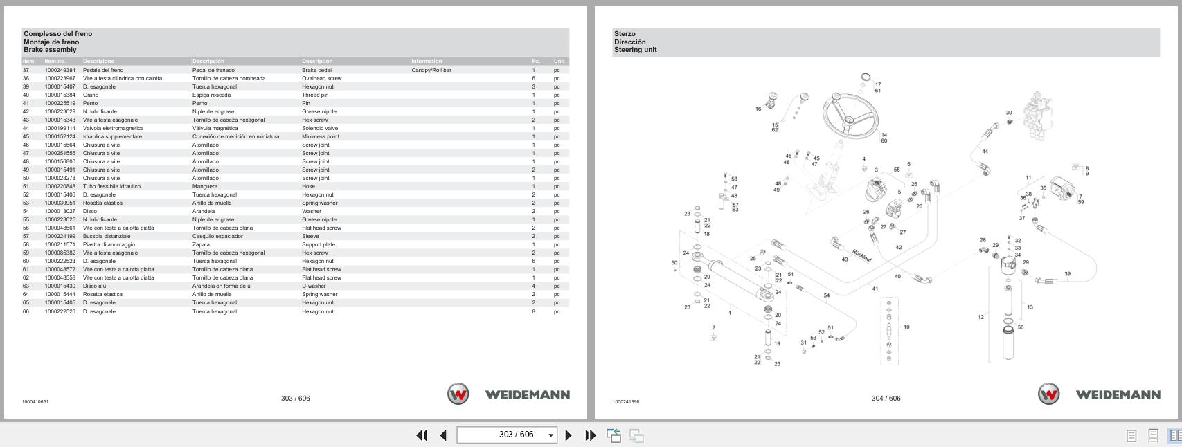 Weidemann Wheel Loader 1770CX50 Spare Parts Catalog 07.2025 IT ES EN (2)