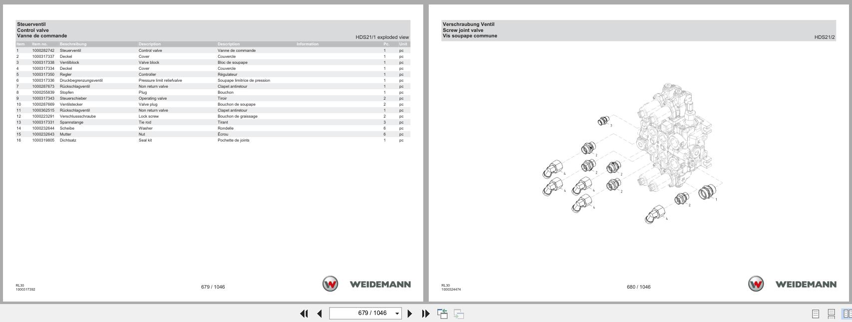 Weidemann Wheel Loader 1880 RL30 Spare Parts Catalog 03.2023 DE EN FR (3)