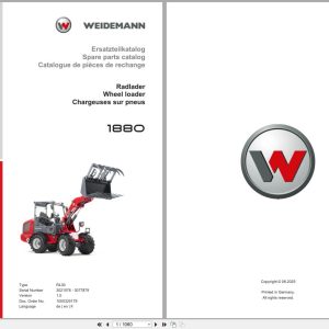 Weidemann Wheel Loader 1880 RL30 Spare Parts Catalog 1000325179 06.2025 DE EN FR (1)