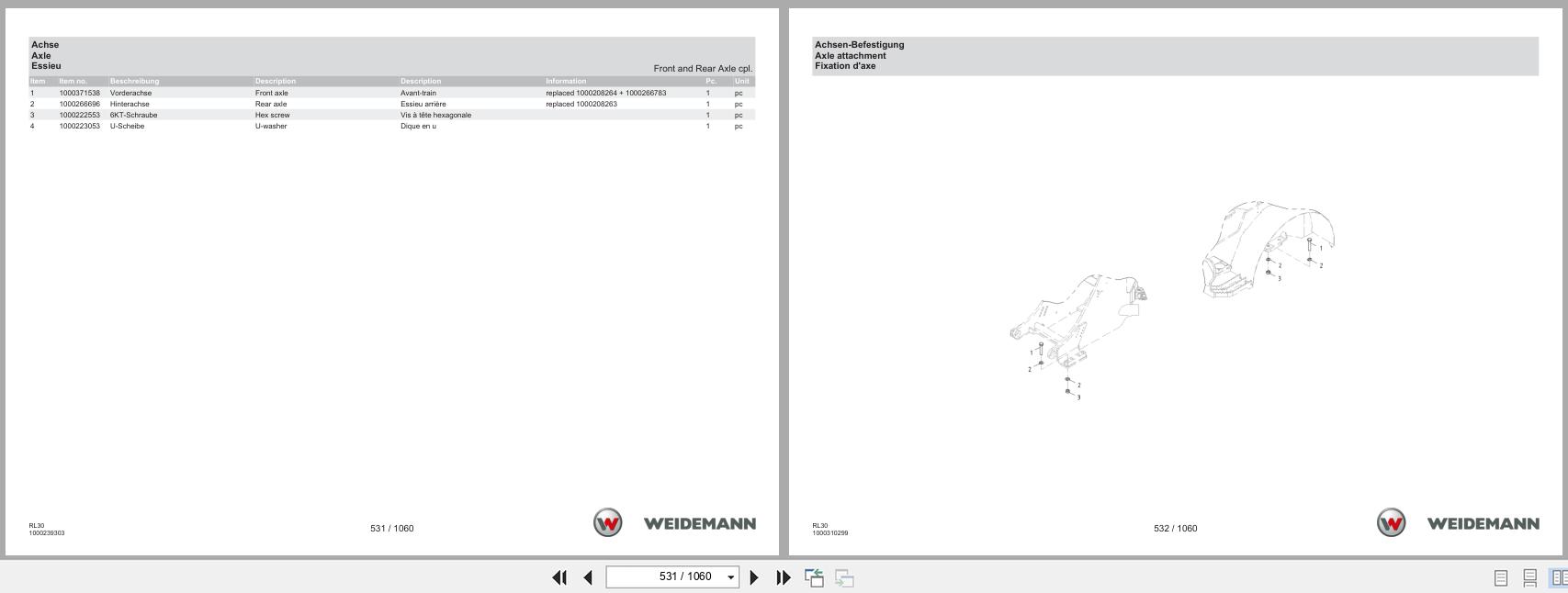 Weidemann Wheel Loader 1880 RL30 Spare Parts Catalog 1000325179 06.2025 DE EN FR (2)