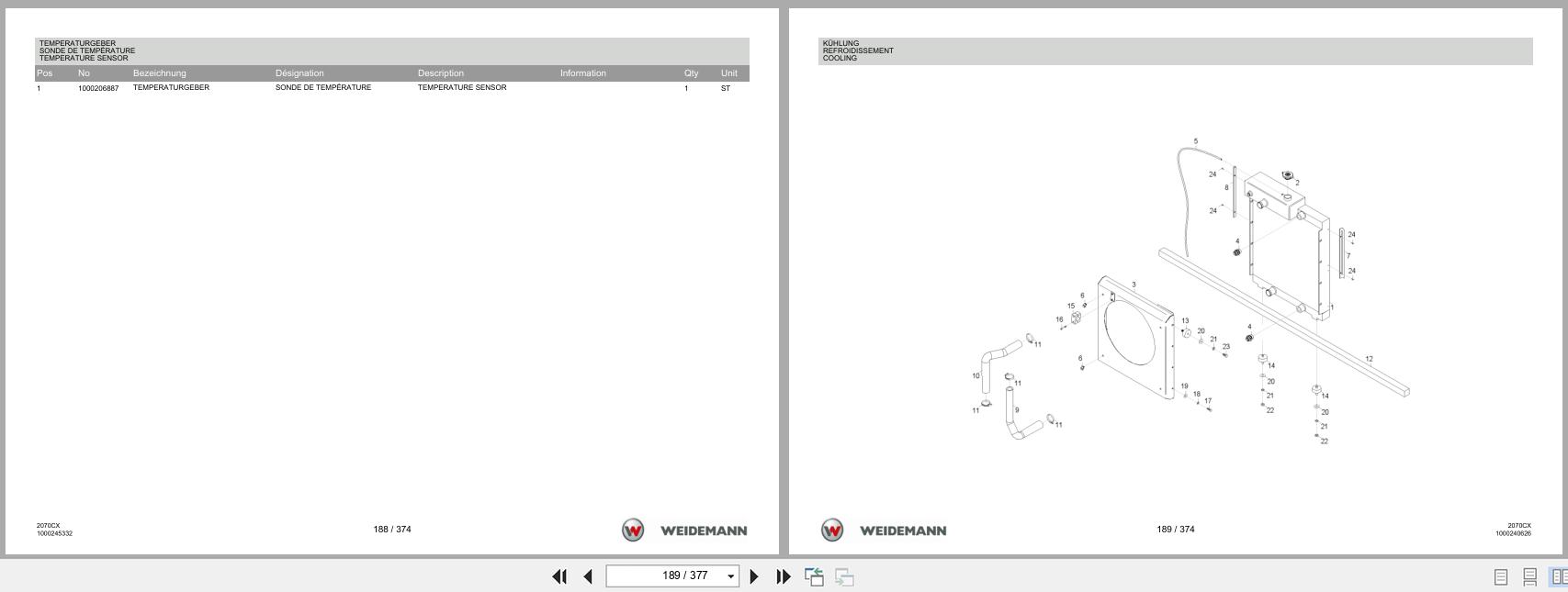 Weidemann Wheel Loader 2070CX50 2070CX Spare Parts List 1000211277 04.2019 DE FR EN (2)