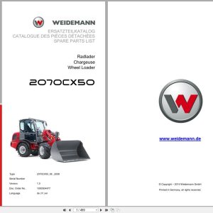 Weidemann Wheel Loader 2070CX50 2070CX50 Spare Parts List 1000304477 04.2019 DE FR EN (1)