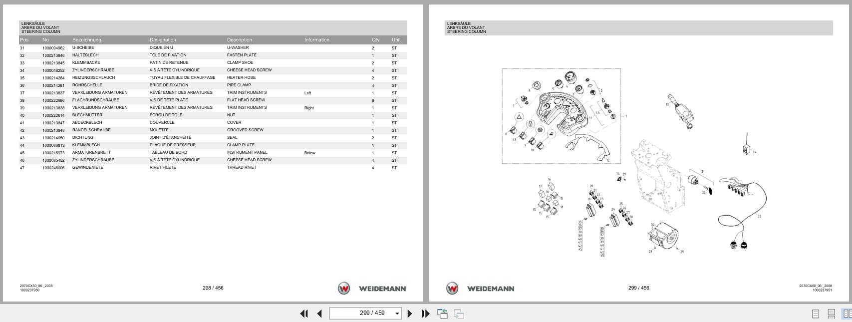 Weidemann Wheel Loader 2070CX50 2070CX50 Spare Parts List 1000304477 04.2019 DE FR EN (3)