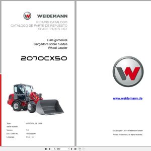 Weidemann Wheel Loader 2070CX50 2070CX50 Spare Parts List 1000326041 04.2019 IT ES EN (1)
