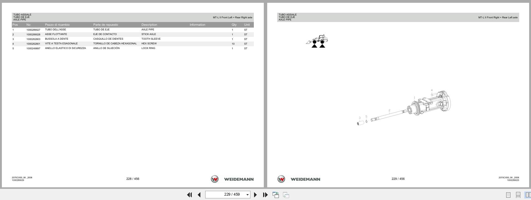 Weidemann Wheel Loader 2070CX50 2070CX50 Spare Parts List 1000326041 04.2019 IT ES EN (2)