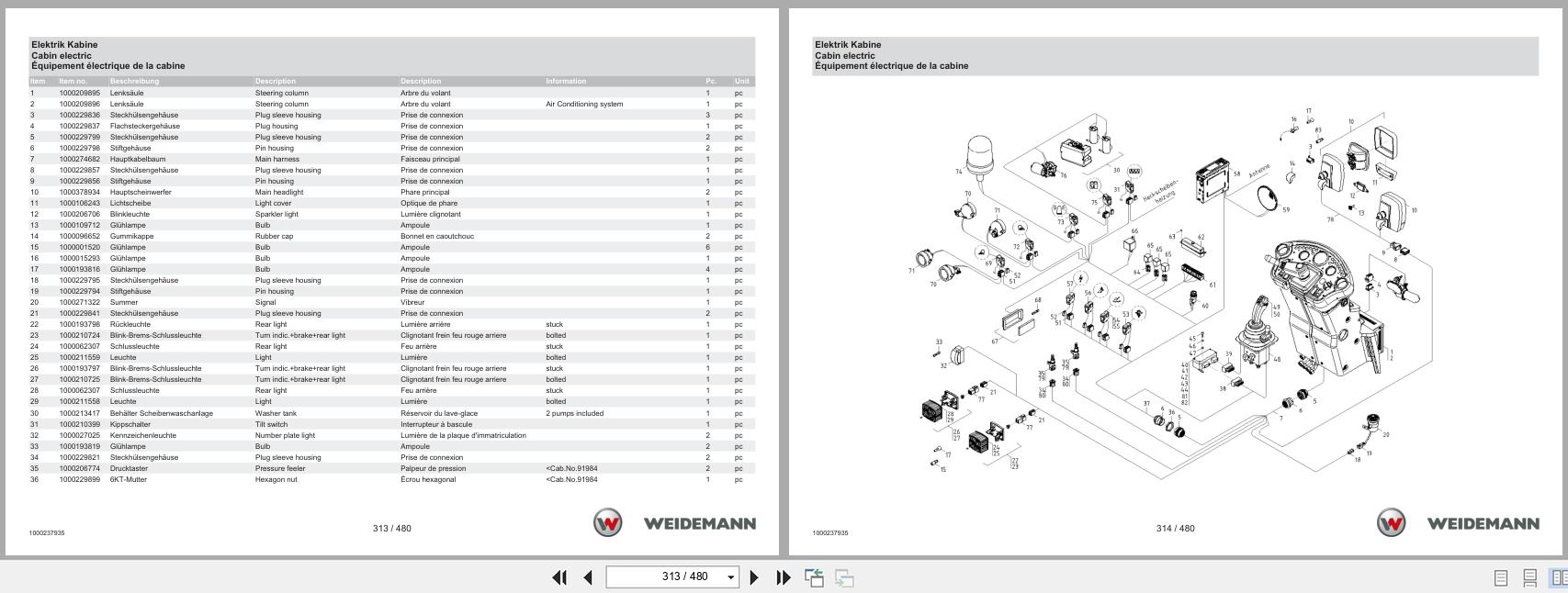 Weidemann Wheel Loader 2070CX50 Spare Parts Catalog 04.2022 DE EN FR (3)