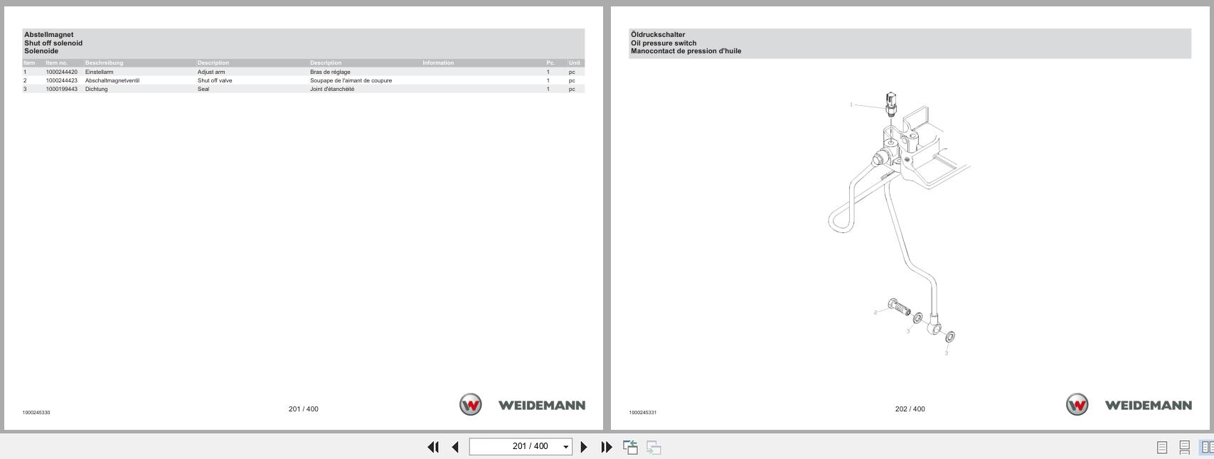 Weidemann Wheel Loader 2070CX50 Spare Parts Catalog 07.2023 DE EN FR (2)