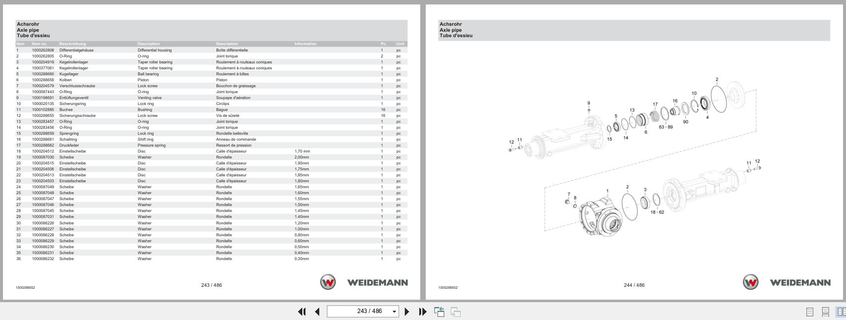 Weidemann Wheel Loader 2070CX50 Spare Parts Catalog 1000304477 07.2023 DE EN FR (2)