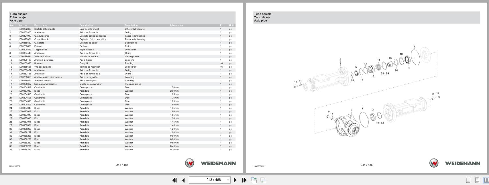 Weidemann Wheel Loader 2070CX50 Spare Parts Catalog 1000326041 01.2024 IT ES EN (2)