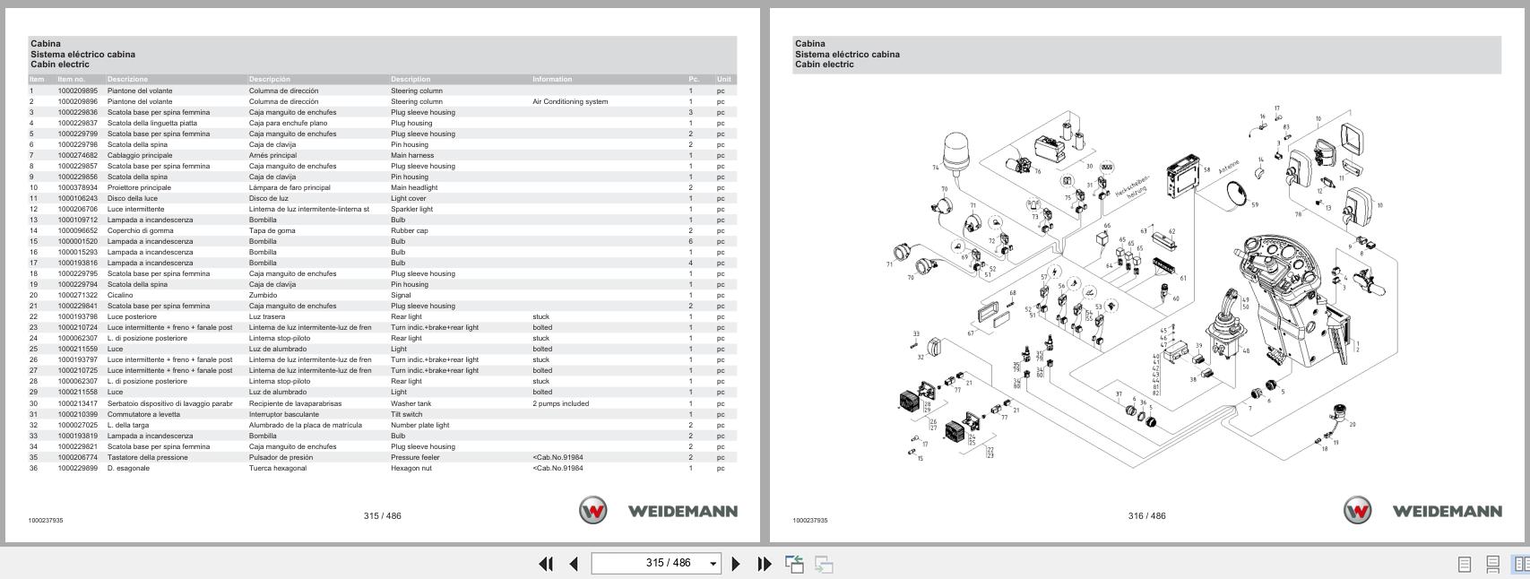 Weidemann Wheel Loader 2070CX50 Spare Parts Catalog 1000326041 05.2025 IT ES EN (3)