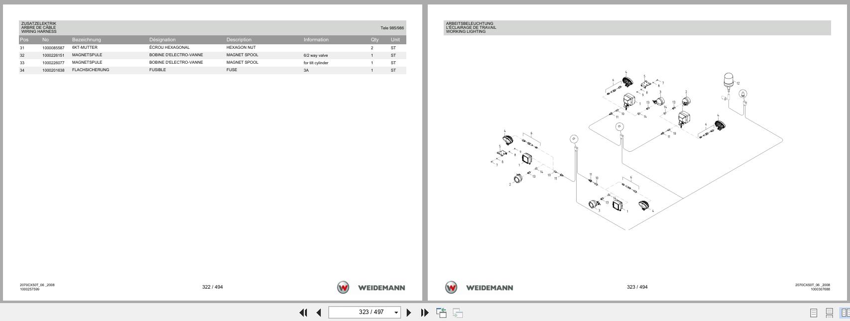 Weidemann Wheel Loader 2070CX50 TELE 2070CX50T Spare Parts List 1000304513 2014 DE FR EN (3)