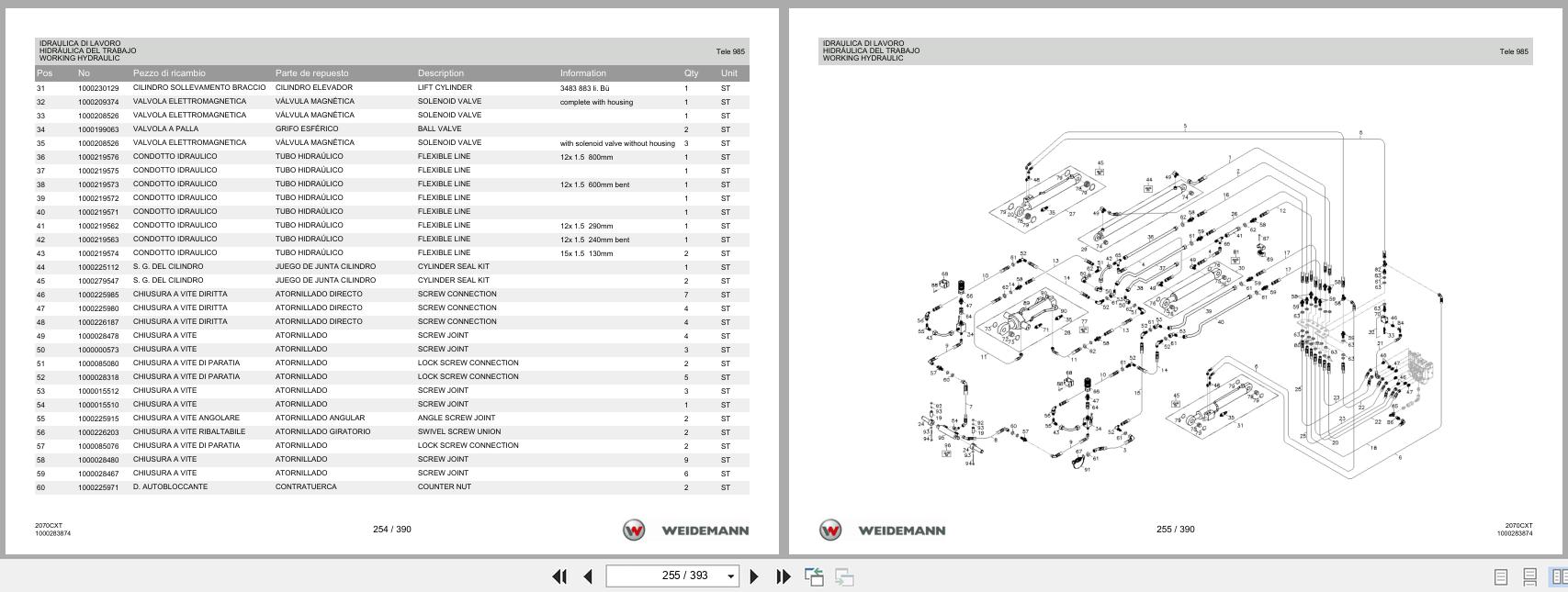 Weidemann Wheel Loader 2070CX50 TELE 2070CXT Spare Parts List 2014 IT ES EN (3)