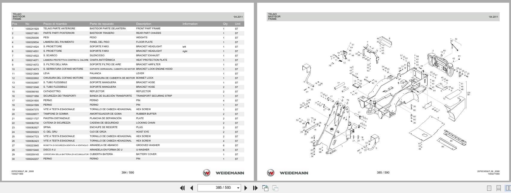Weidemann Wheel Loader 2070CX50LP 2070CX50LP Spare Parts List 1000326043 2014 IT ES EN (3)