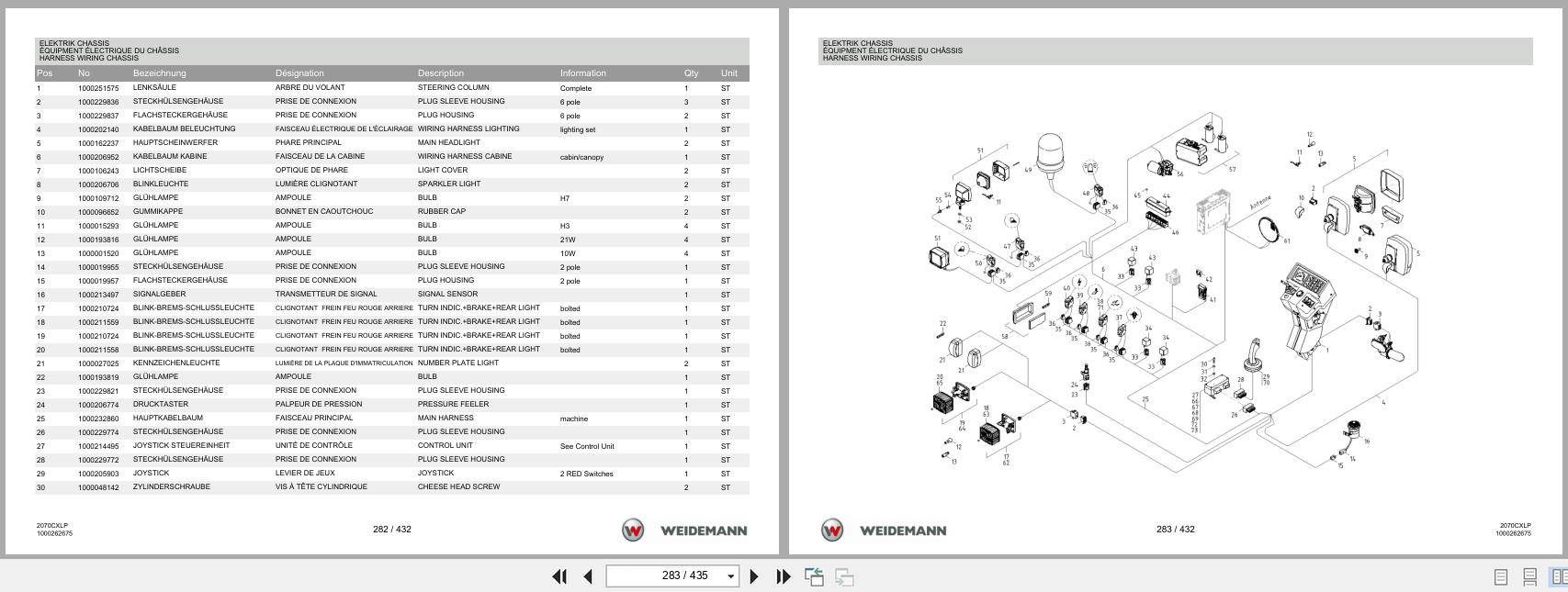 Weidemann Wheel Loader 2070CX50LP 2070CXLP Spare Parts List 1000213899 2014 DE FR EN (3)